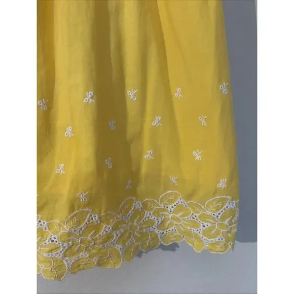 Candies Yellow Y2K Ruffle‎ Embroidery Eyelet Trim Sundress Sleeveless Dress 3 - Picture 5 of 10